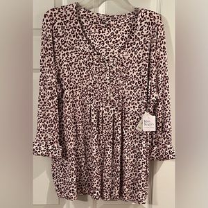 Kim Rogers Plus Size 1X, 3/4 Sleeve Honeycomb Henley Top